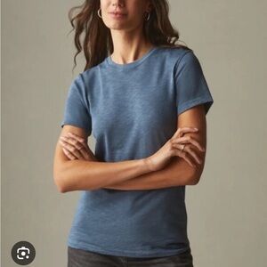 American Giant XS Premium Slub Crew Neck Short Sleeve Steel Blue Grey Shirt EUC